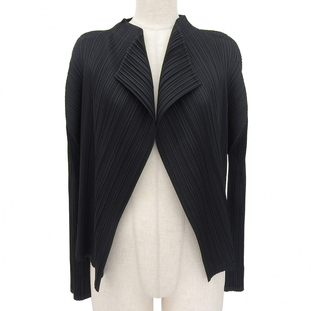 Excellent PLEATS PLEASE cardigan black polyester Women 3 PP11-JO123