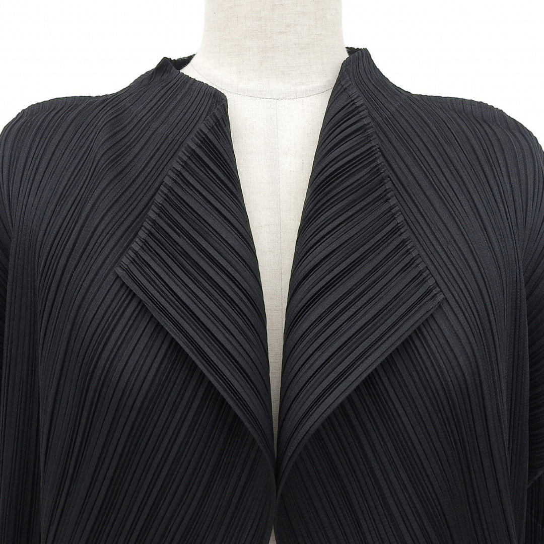 Excellent PLEATS PLEASE cardigan black polyester Women 3 PP11-JO123