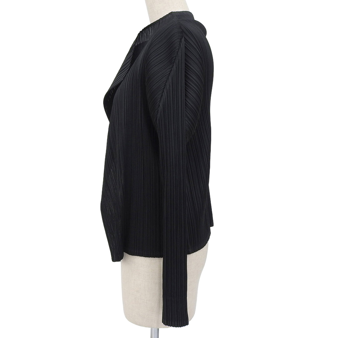 Excellent PLEATS PLEASE cardigan black polyester Women 3 PP11-JO123