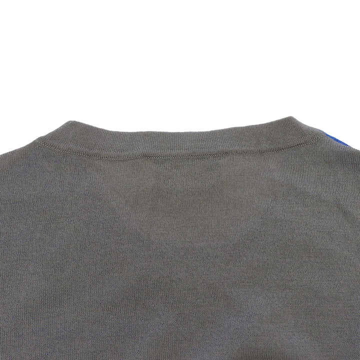 Excellent HERMES Short sleeve knit Crew neck, two-tone, fine gauge blue wool M
