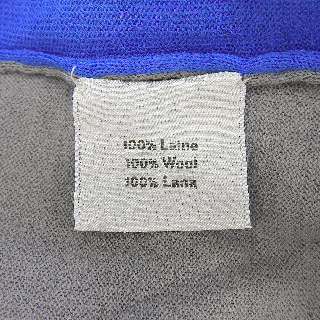 Excellent HERMES Short sleeve knit Crew neck, two-tone, fine gauge blue wool M
