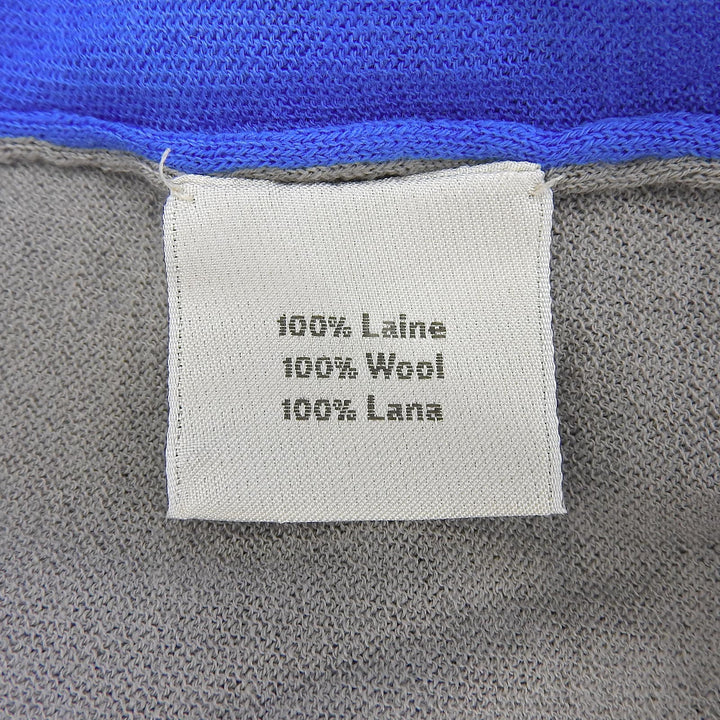 Excellent HERMES Short sleeve knit Crew neck, two-tone, fine gauge blue wool M