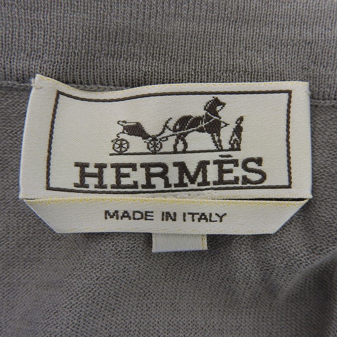 Excellent HERMES Short sleeve knit Crew neck, two-tone, fine gauge blue wool M