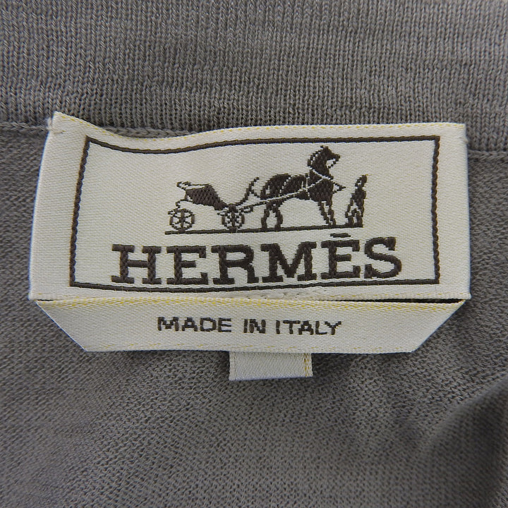 Excellent HERMES Short sleeve knit Crew neck, two-tone, fine gauge blue wool M