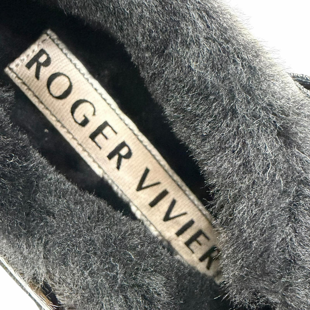 Great ROGER VIVIER sneakers Vive Up Shearling Strass Buckle Patent leather 37.5