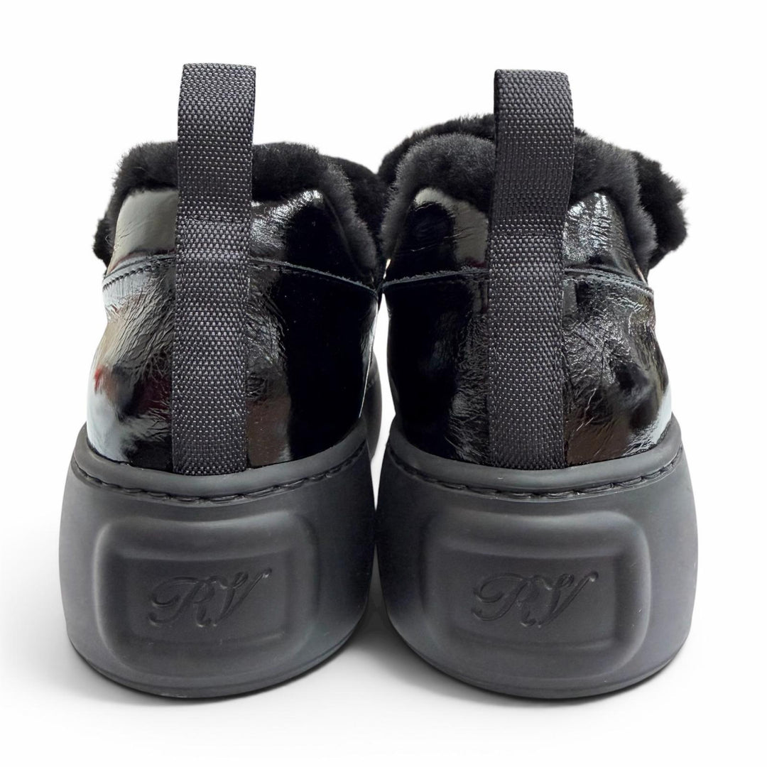 Great ROGER VIVIER sneakers Vive Up Shearling Strass Buckle Patent leather 37.5