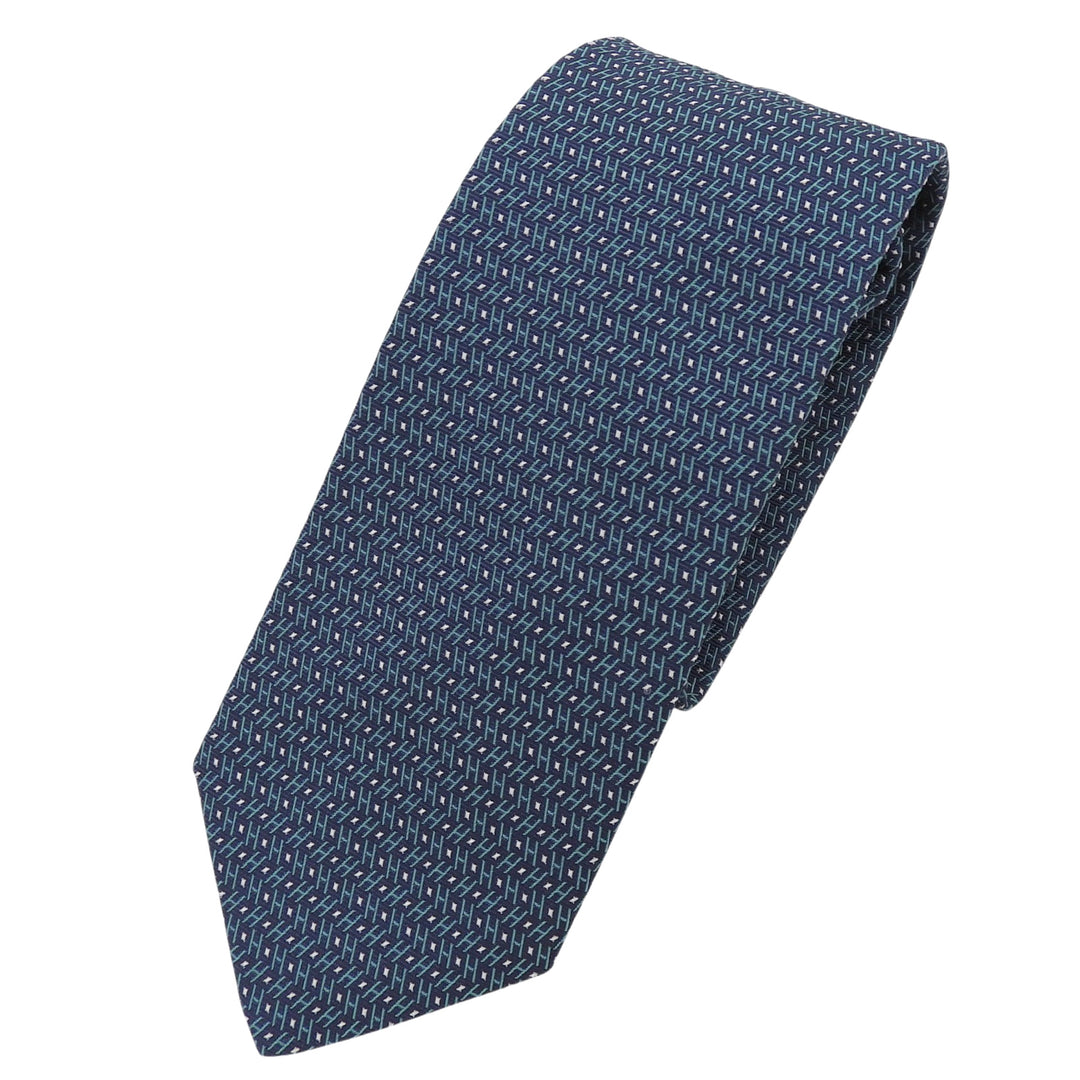 Pristine HERMES tie H logo total pattern green silk mens 659254T