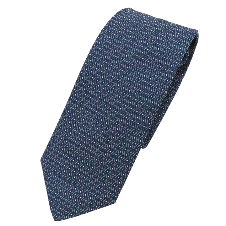 Pristine HERMES tie H logo total pattern green silk mens 659254T