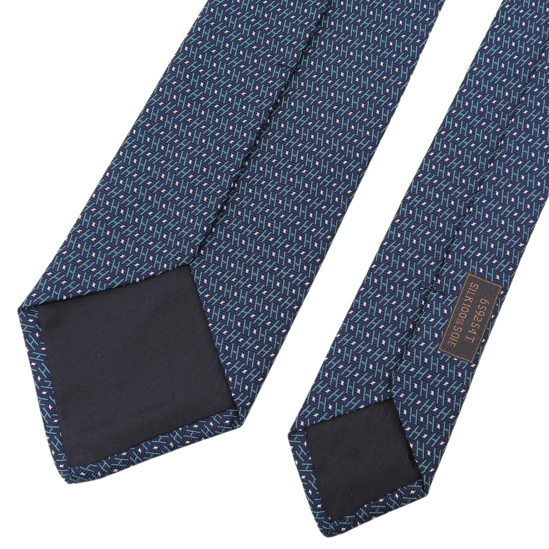 Pristine HERMES tie H logo total pattern green silk mens 659254T