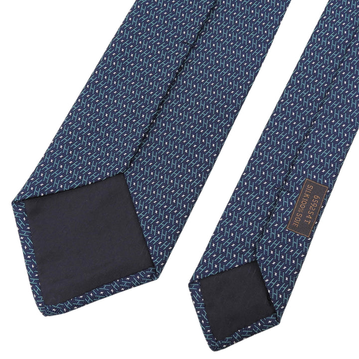 Pristine HERMES tie H logo total pattern green silk mens 659254T