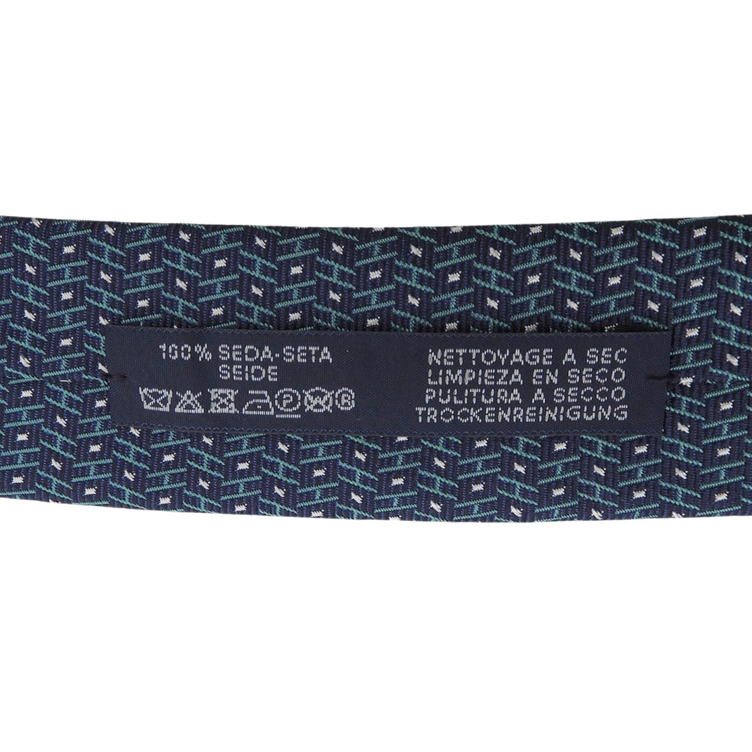 Pristine HERMES tie H logo total pattern green silk mens 659254T