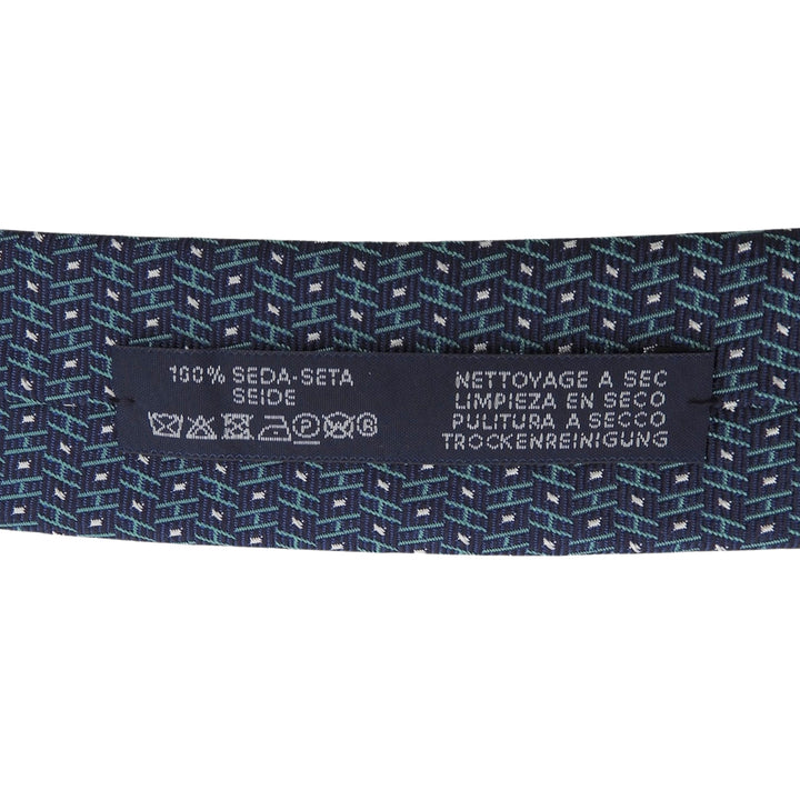 Pristine HERMES tie H logo total pattern green silk mens 659254T