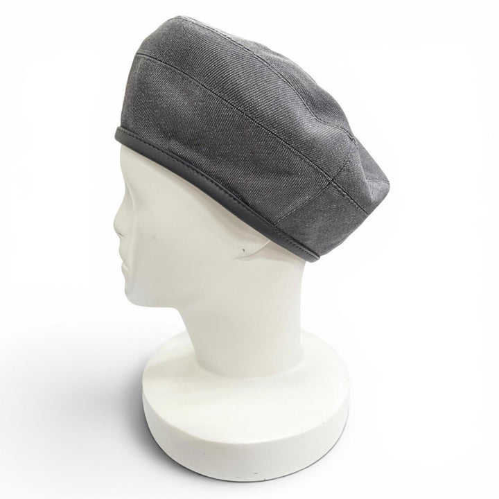 Pristine HERMES beret Saint Honoré Sellier buttons, leather piping gray 57