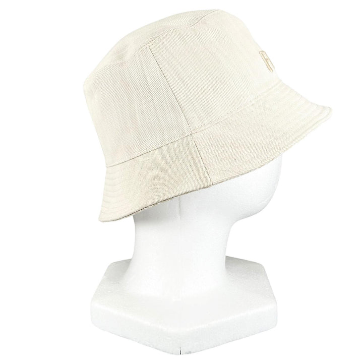 Great FENDI hat FF logo embroidered reversible ZUCCA Pattern bucket bag Ivory