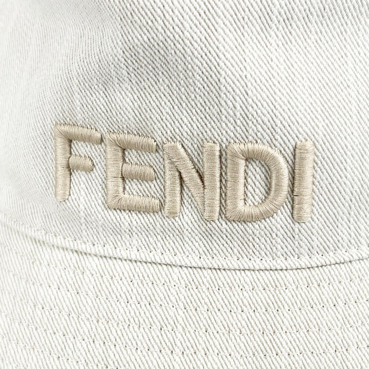 Great FENDI hat FF logo embroidered reversible ZUCCA Pattern bucket bag Ivory