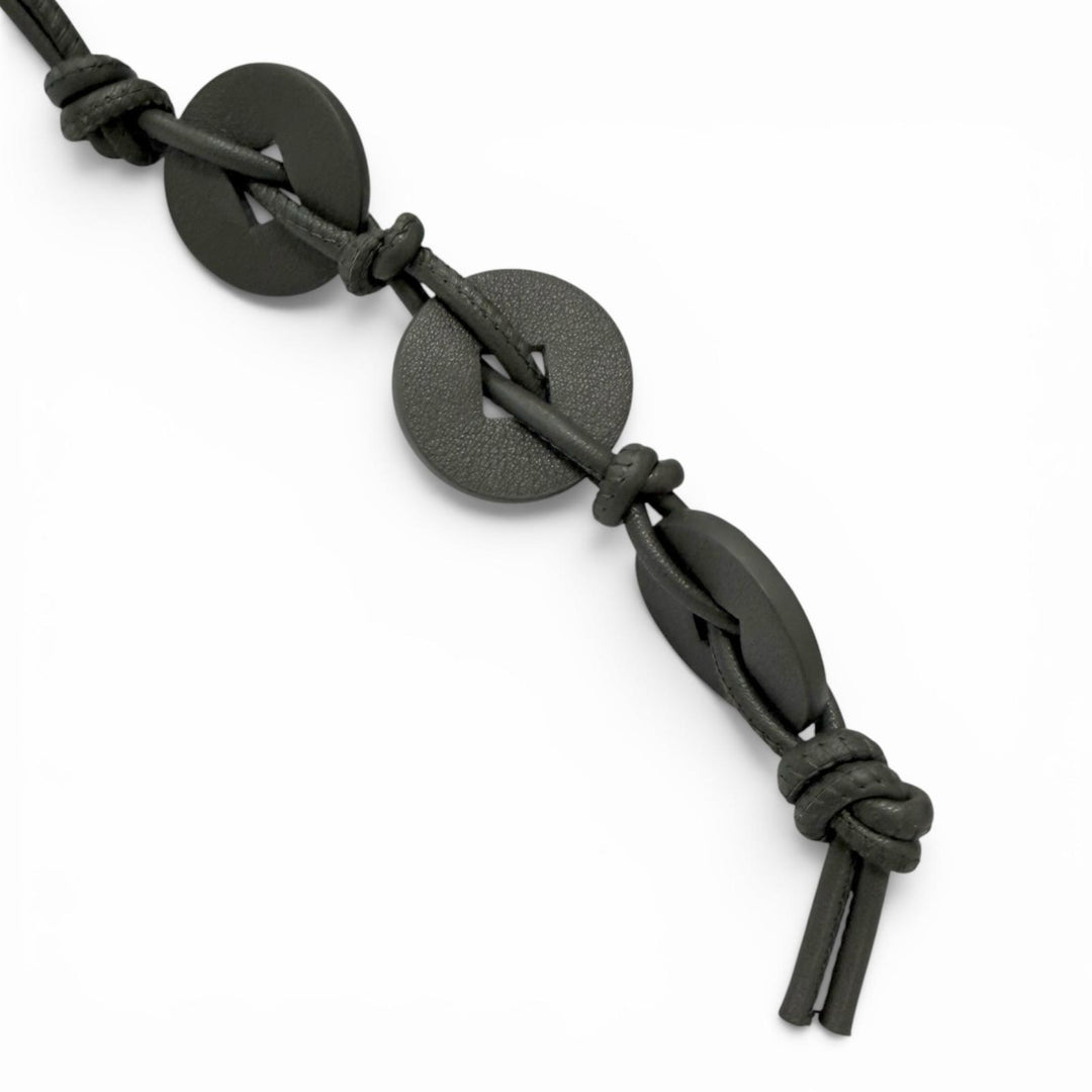 Pristine BOTTEGAVENETA Bag charm Coin motif strap gray leather mens