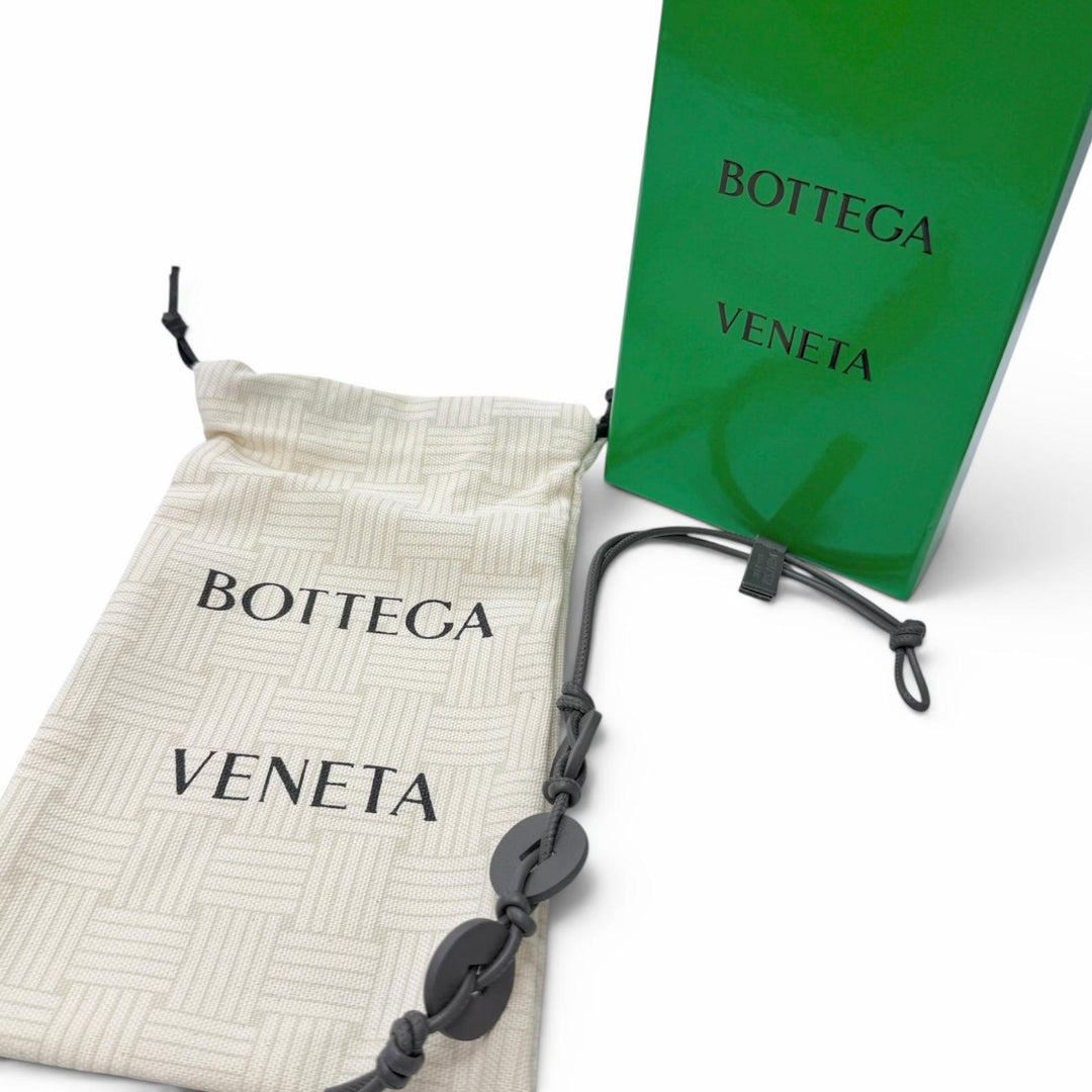 Pristine BOTTEGAVENETA Bag charm Coin motif strap gray leather mens