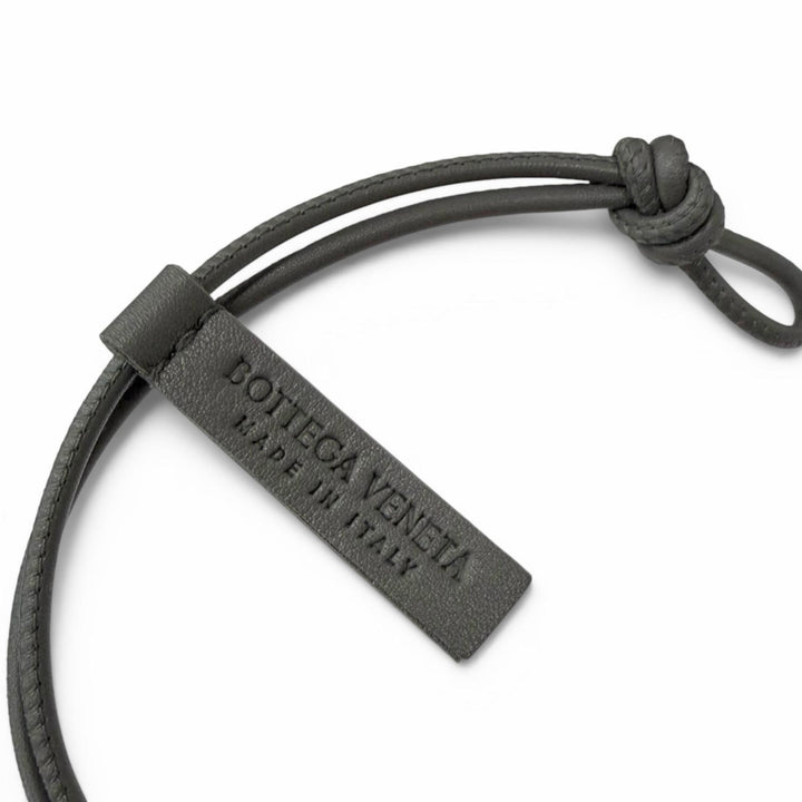 Pristine BOTTEGAVENETA Bag charm Coin motif strap gray leather mens