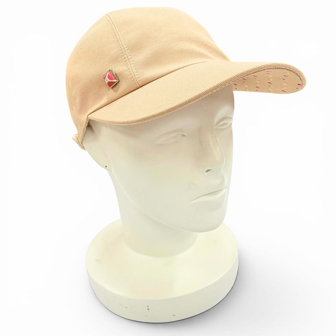 Excellent HERMES cap Casquette Davis Dot Medor Serie button beige cotton 57