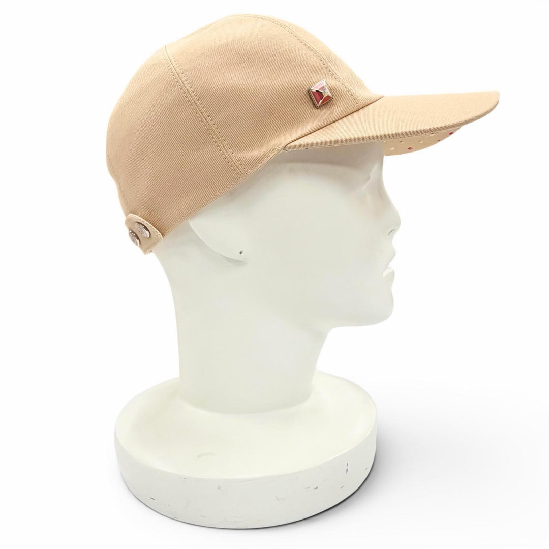 Excellent HERMES cap Casquette Davis Dot Medor Serie button beige cotton 57