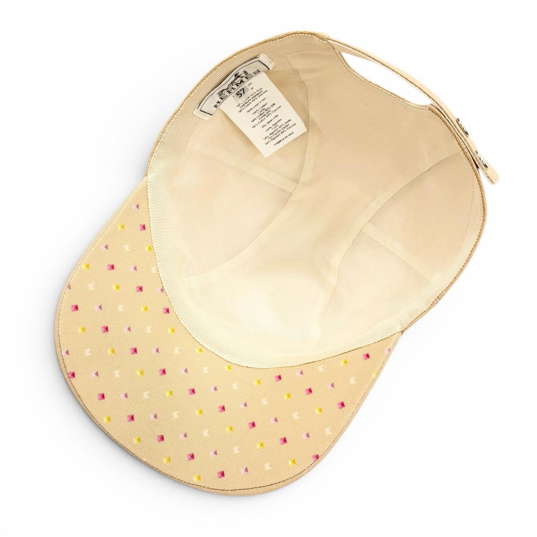Excellent HERMES cap Casquette Davis Dot Medor Serie button beige cotton 57