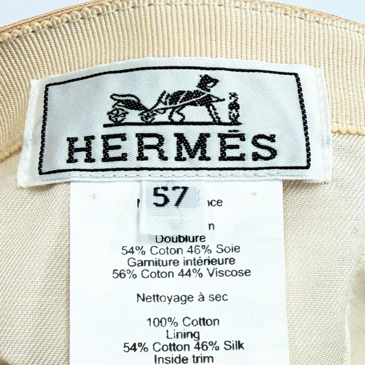 Excellent HERMES cap Casquette Davis Dot Medor Serie button beige cotton 57