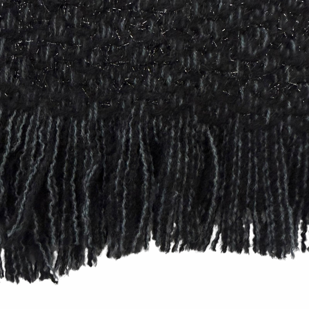 Great CHANEL Scarf COCO Mark Embroidered Large Shawl black cashmere