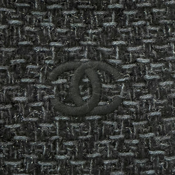 Great CHANEL Scarf COCO Mark Embroidered Large Shawl black cashmere