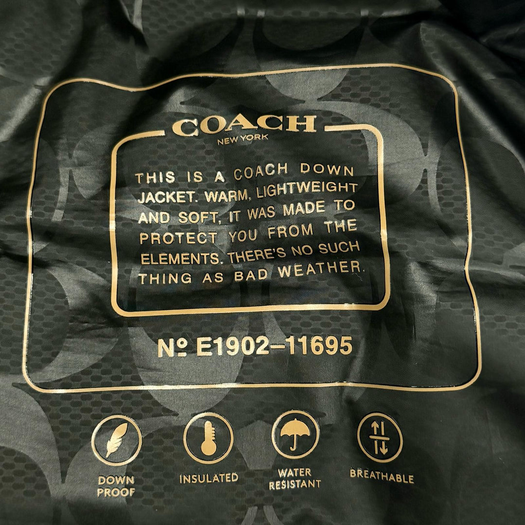 Great COACH down coat Signature lining, hooded, zip-up black XS E1902
