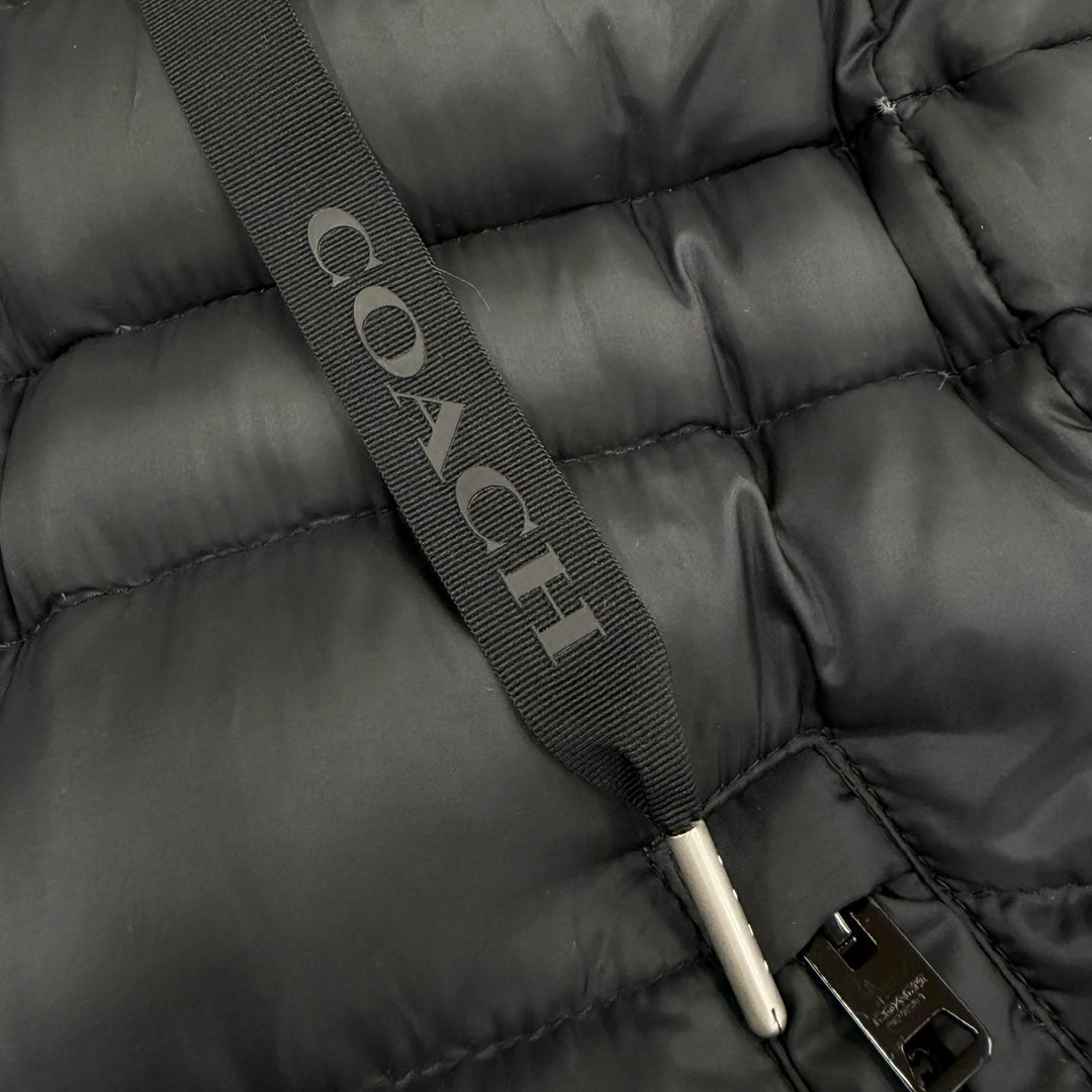 Great COACH down coat Signature lining, hooded, zip-up black XS E1902