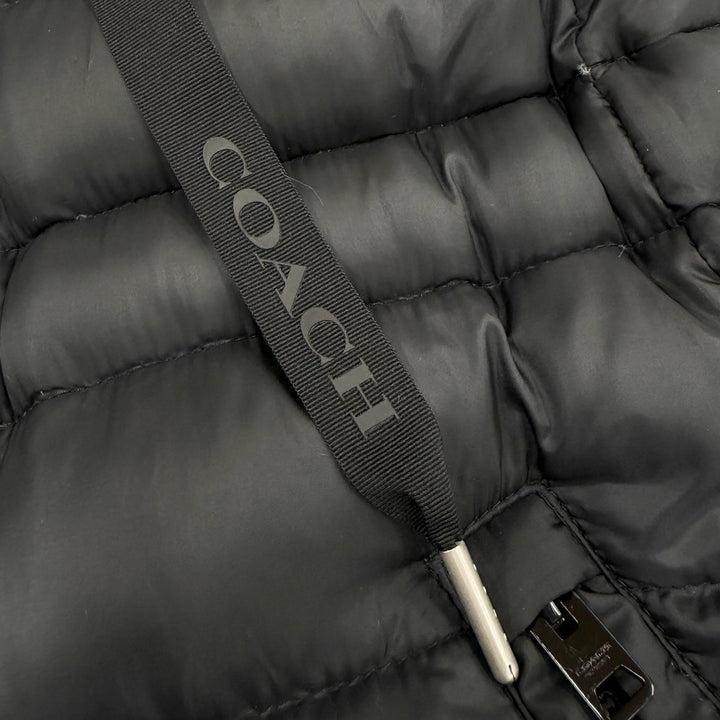 Great COACH down coat Signature lining, hooded, zip-up black XS E1902