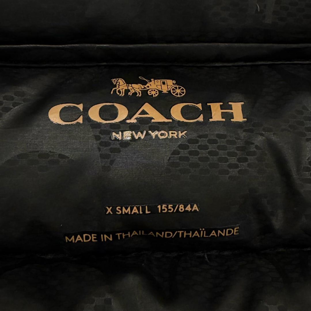 Great COACH down coat Signature lining, hooded, zip-up black XS E1902