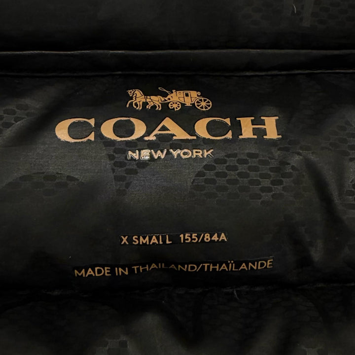 Great COACH down coat Signature lining, hooded, zip-up black XS E1902
