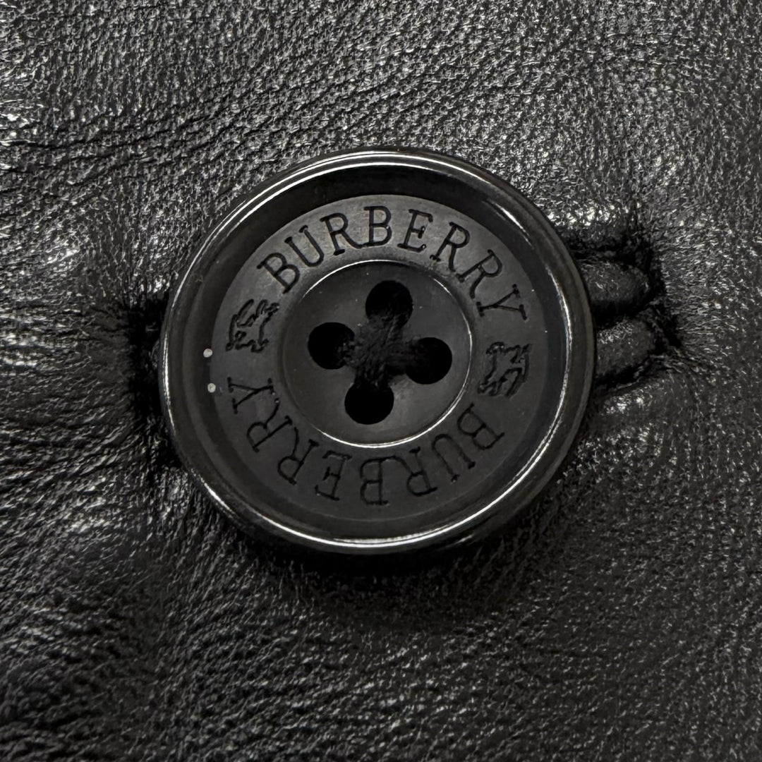 Great BURBERRY BLACK LABEL leather jacket Nova check pattern lining