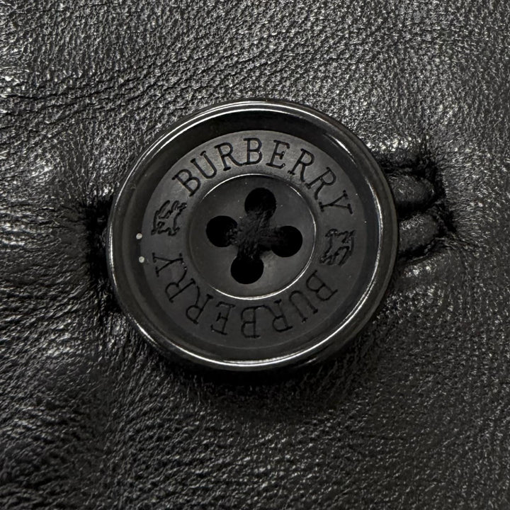 Great BURBERRY BLACK LABEL leather jacket Nova check pattern lining