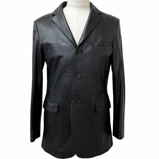 Great BURBERRY BLACK LABEL leather jacket Nova check pattern lining