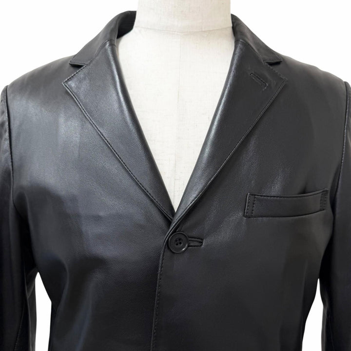 Great BURBERRY BLACK LABEL leather jacket Nova check pattern lining