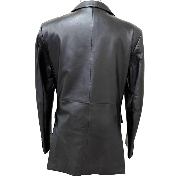 Great BURBERRY BLACK LABEL leather jacket Nova check pattern lining