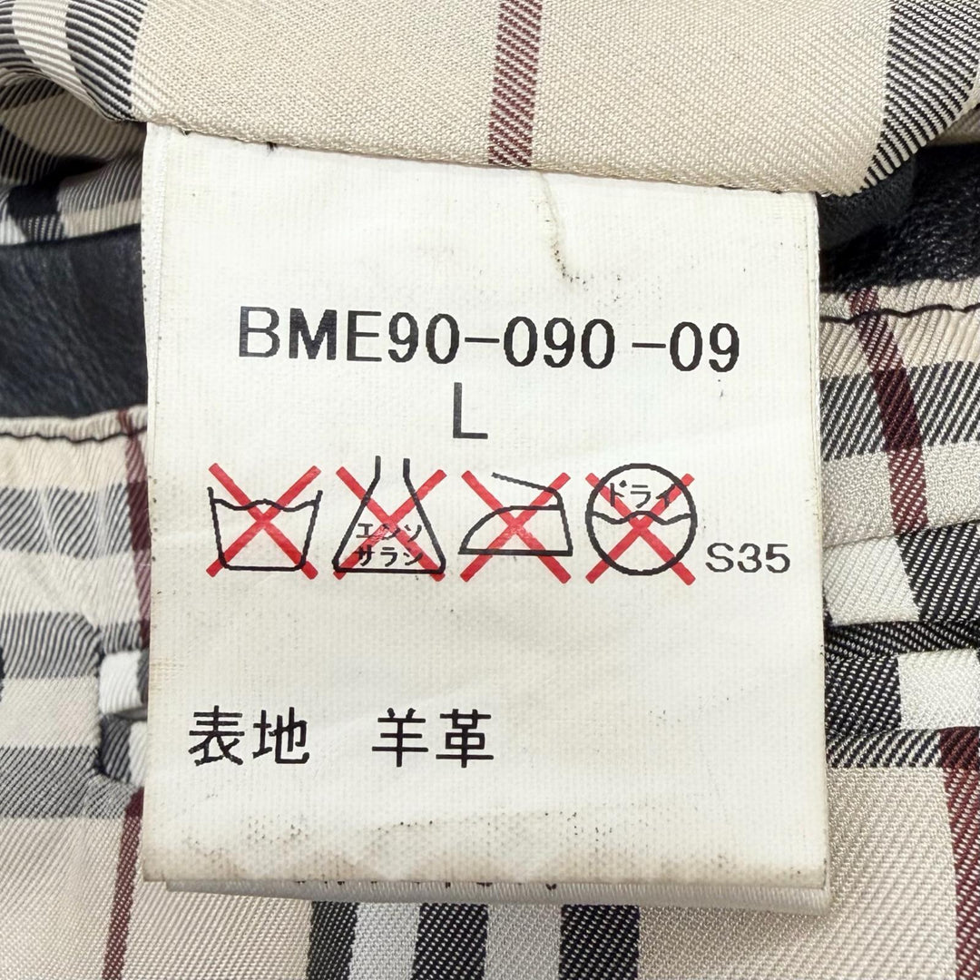 Great BURBERRY BLACK LABEL leather jacket Nova check pattern lining