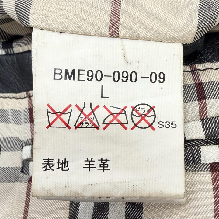 Great BURBERRY BLACK LABEL leather jacket Nova check pattern lining