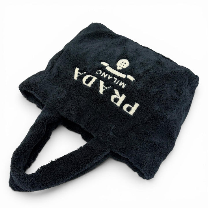 Great PRADA Tote Bag Terry Tote Bag Triangle logo bag with logo Dark navy 1BG130