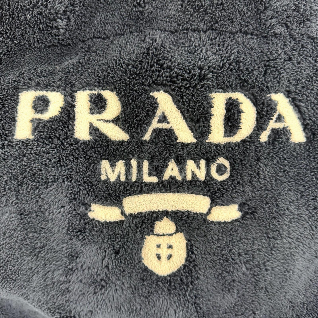 Great PRADA Tote Bag Terry Tote Bag Triangle logo bag with logo Dark navy 1BG130