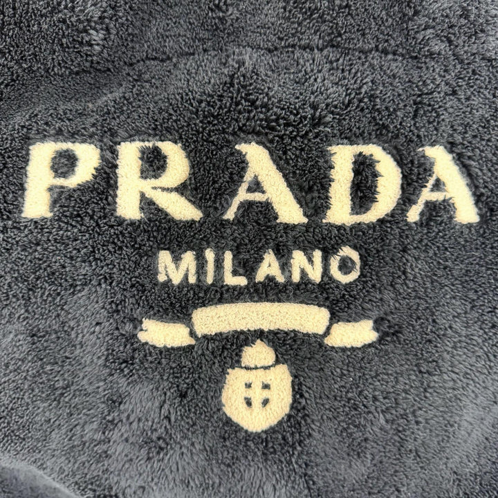 Great PRADA Tote Bag Terry Tote Bag Triangle logo bag with logo Dark navy 1BG130