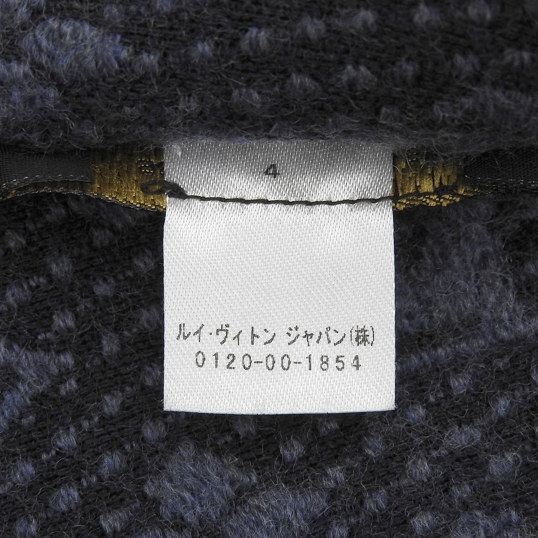 Great LOUIS VUITTON Scarf Escalp Monogram Classic fringe Navy wool Women M78525