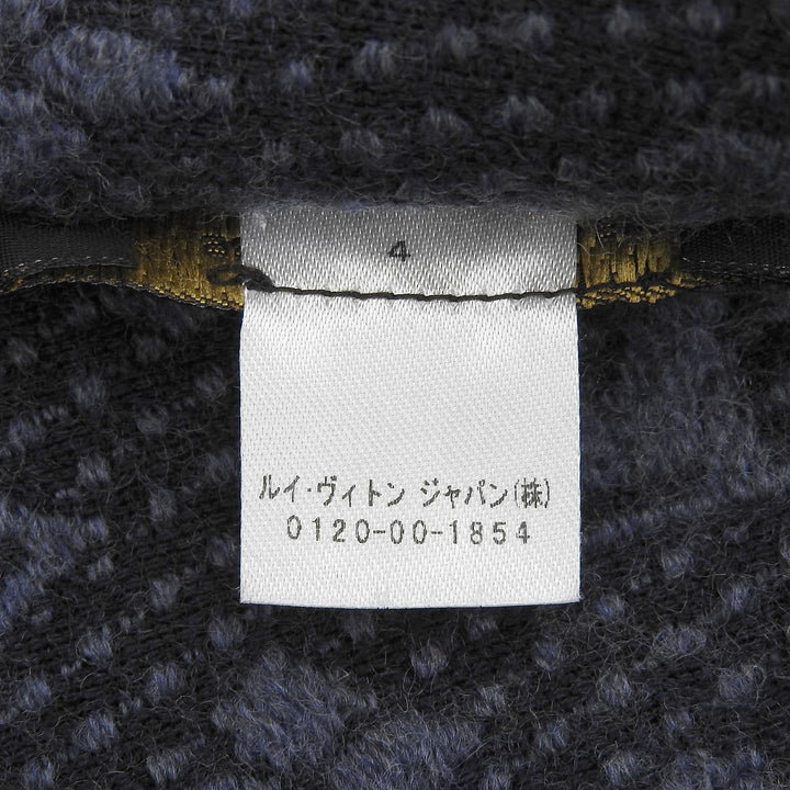 Great LOUIS VUITTON Scarf Escalp Monogram Classic fringe Navy wool Women M78525