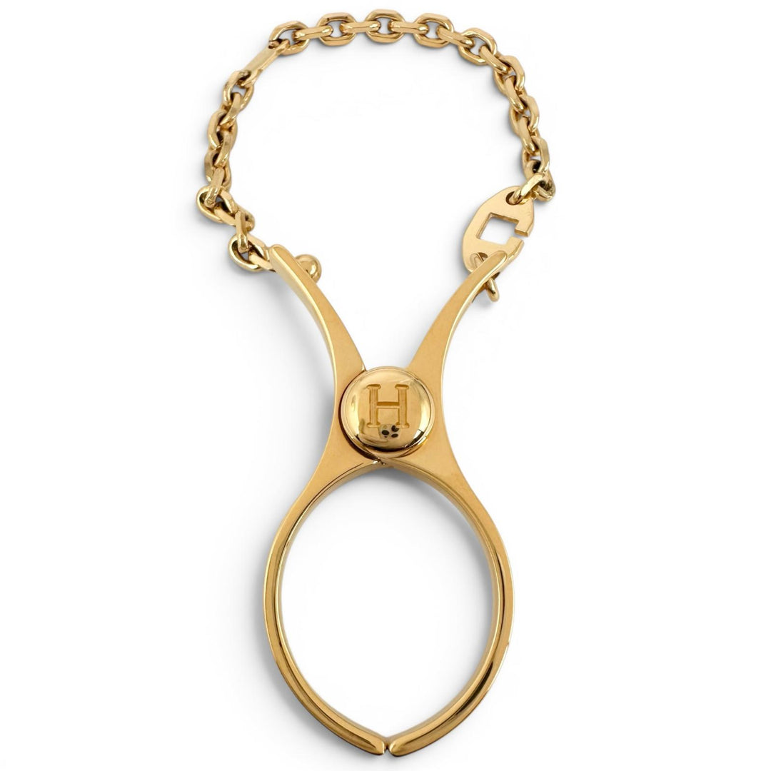 Great HERMES strap FILOU H logo glove holder gold Women