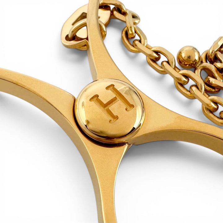 Great HERMES strap FILOU H logo glove holder gold Women