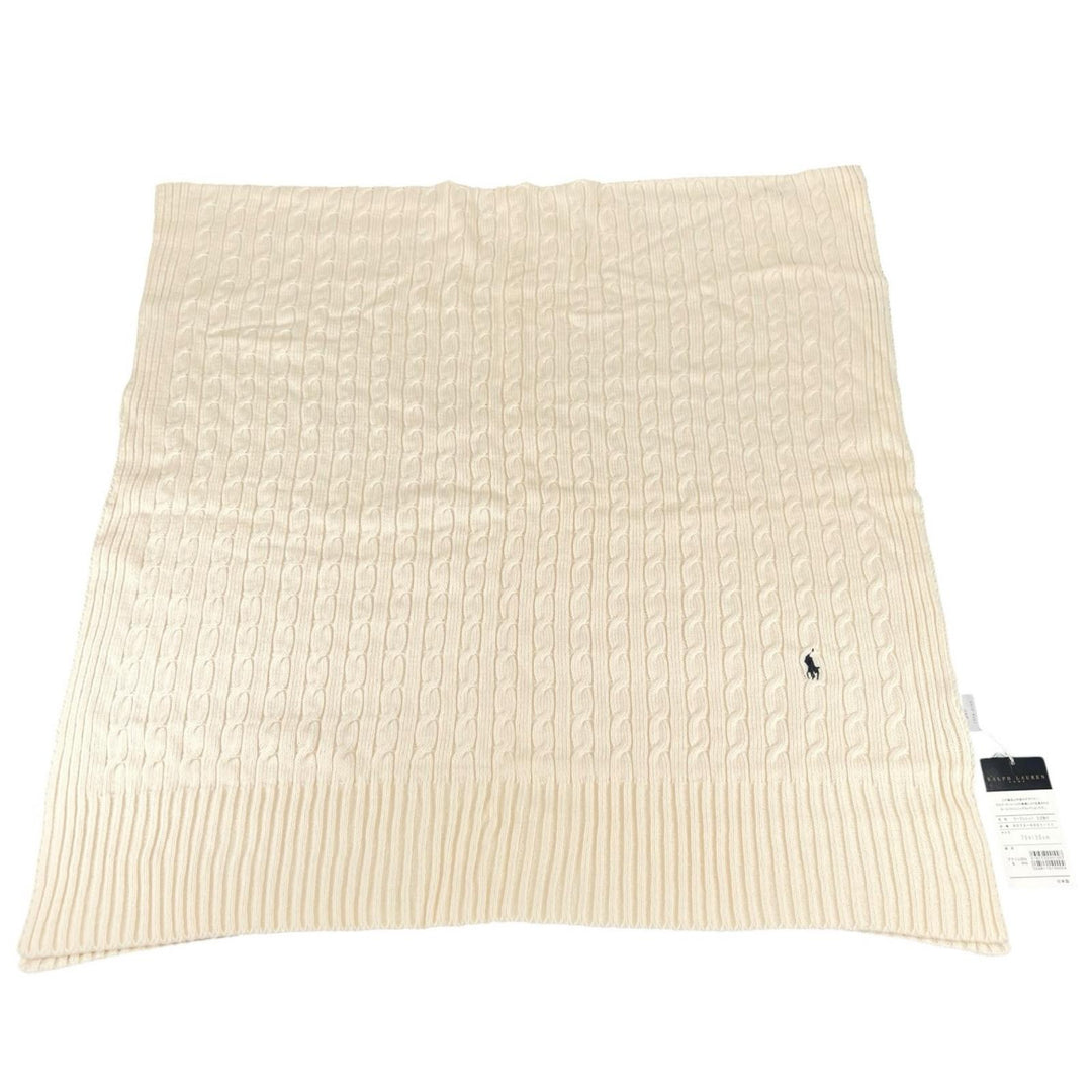 Pristine RALPH LAUREN blanket Wilton Half Cable knit horse embroidered