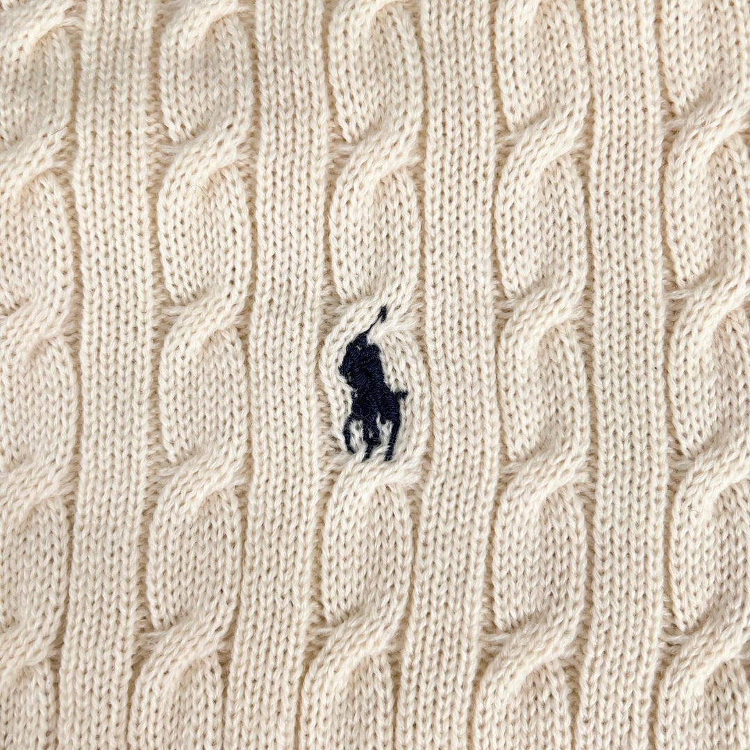 Pristine RALPH LAUREN blanket Wilton Half Cable knit horse embroidered