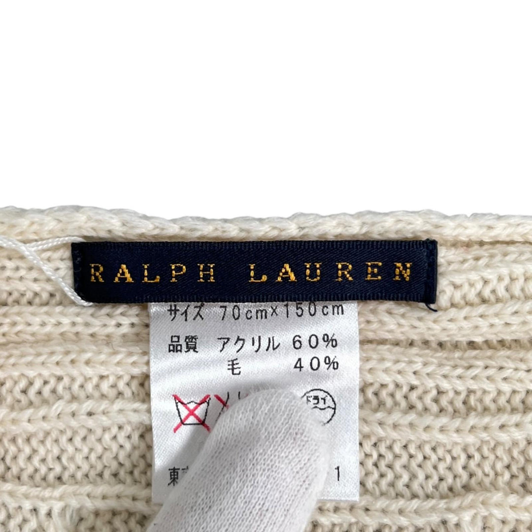 Pristine RALPH LAUREN blanket Wilton Half Cable knit horse embroidered